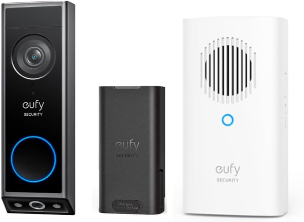 eufy Security Video Doorbell E340 (Battery Powered with Extra Backup) with Chime, Uninterrupted Use with Rechargeable Battery, Dual Cameras, 2K Full HD, No Monthly Fee