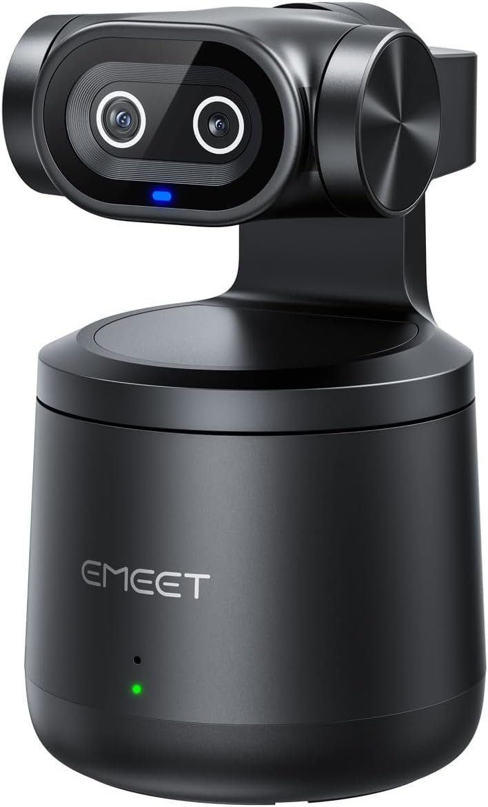 EMEET PIXY Wireless 4K Dual-Lens AI Tracking PTZ Streaming Camera with 1/2.55″ Sensor, Gesture Control, Multi-Camera Live & Built-in 48kHz Mic, HDR, Live Streaming for YouTube, Facebook, Twitch
