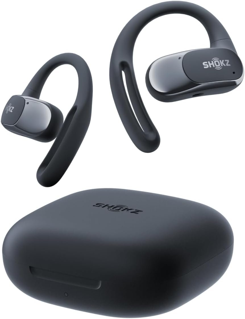 SHOKZ OpenFit Air – Open-Ear Headphones, True Wireless Earbuds, Water Resistant, Secure Earhooks for Daily Use, Black