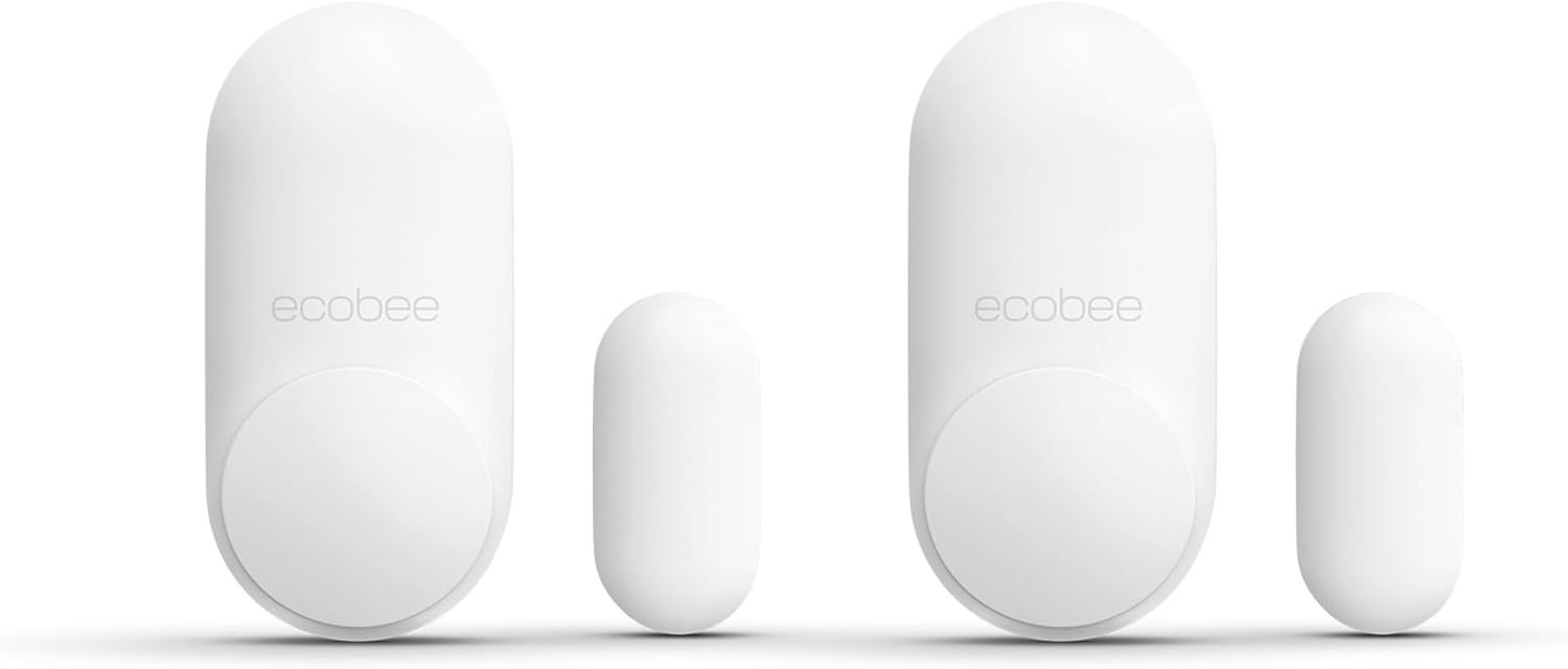 ecobee Smart Sensor for Doors & Windows 2 Pack – Wifi Contact Sensor for Home Security, Energy Savings – Compatible with Smart Thermostats – Temperature sensor, white