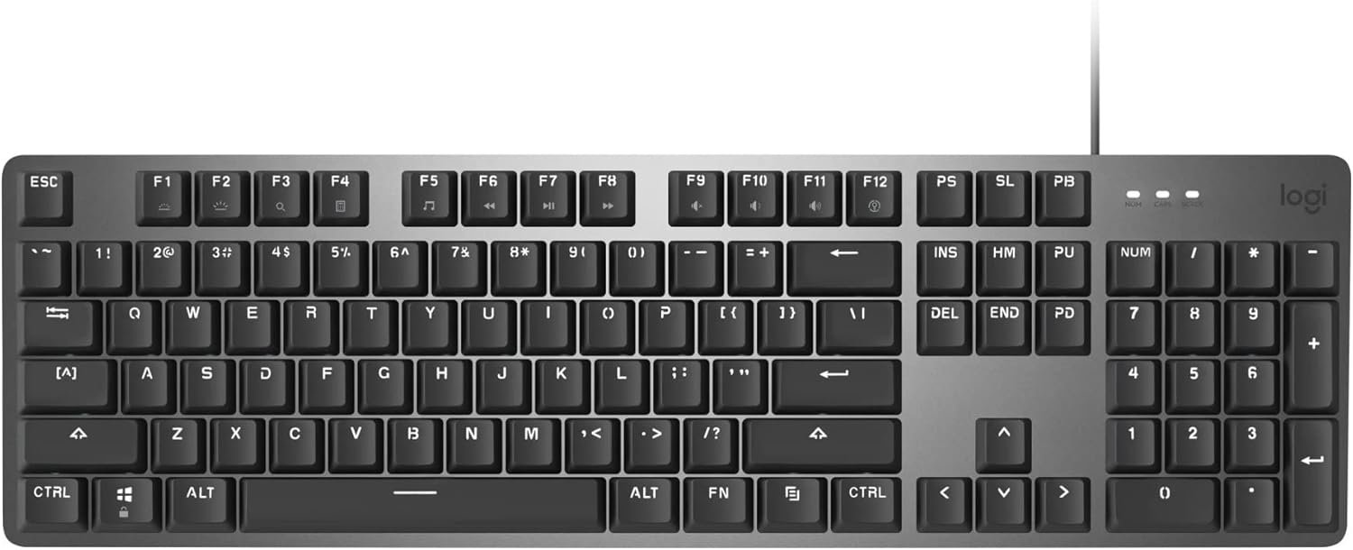Logitech K845 Mechanical Illuminated Keyboard, Mechanical Switches, Strong Adjustable Tilt Legs, Full Size, Aluminum Top Case, 104 Keys, USB Corded, Windows (TTC Red Switches)