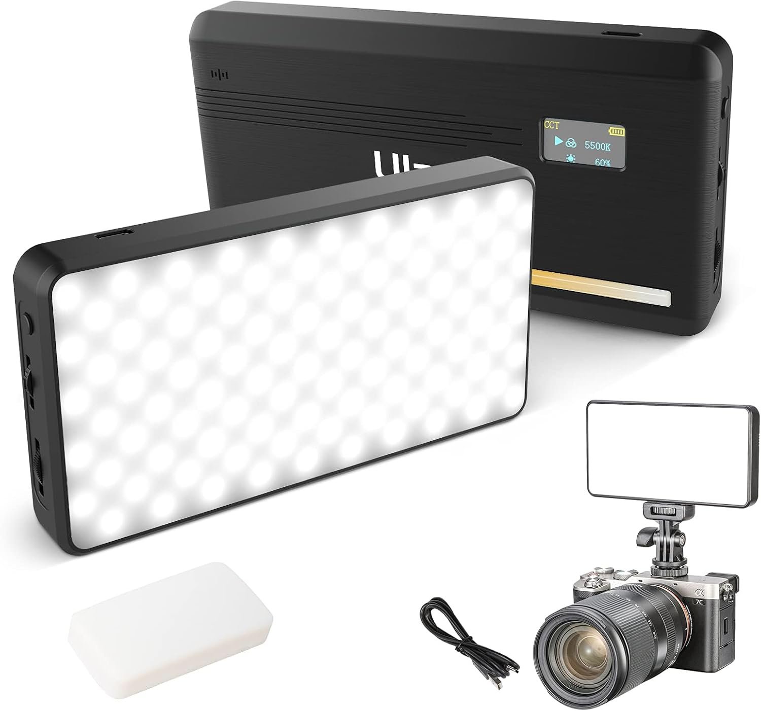 ULANZI VL200 Bi-Color LED Video Light, On-Camera Video Light, Type-C Rechargeable 5000mAh Mini Camera Light, 2500-9000K Ultra Bright Photo and Video Lighting, Fill Light, Potable Photography Lighting