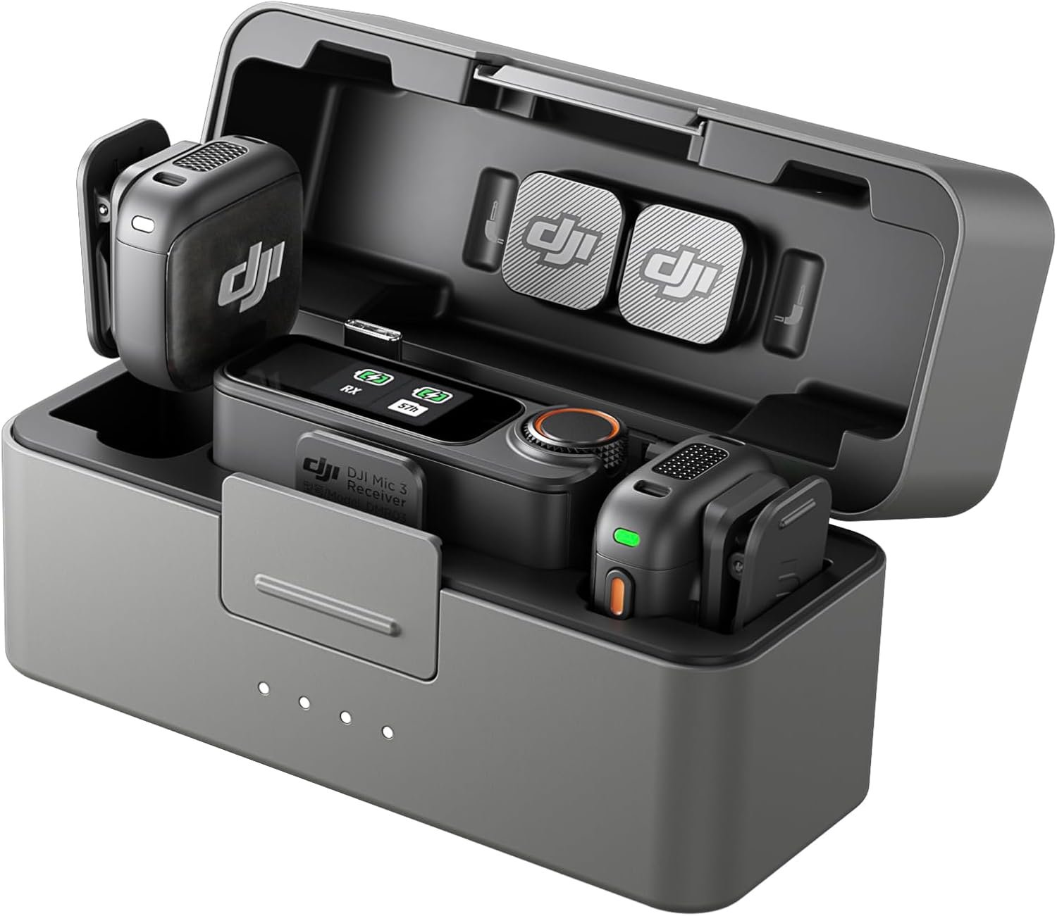 DJI Mic 3 (2 TX + 1 RX + Charging Case), Wireless Microphone for iPhone/Camera/Android, Ultralight, Adaptive Gain Control for Balanced Volume, Dual Band Anti-Interference, 28hrs Use, Vlog