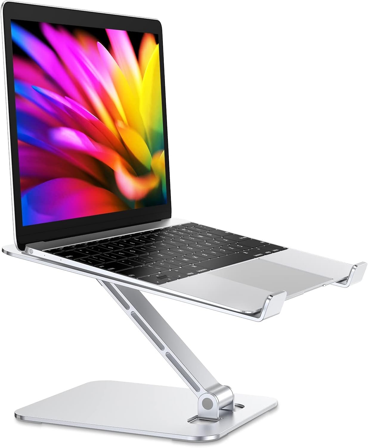 RIWUCT Foldable Aluminum Alloy Laptop Stand for Desk, Height Adjustable Ergonomic Computer Stand for Laptop, Portable Laptop Riser Holder Printer Stand Compatible with MacBook Pro Air/HP/Dell 10-16″