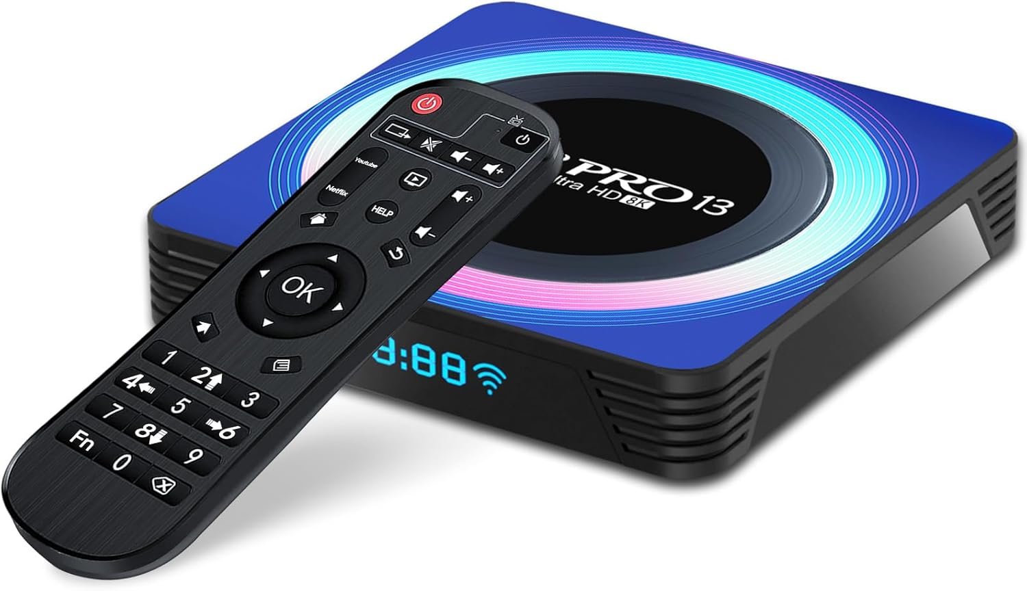 Android TV Box 13.0, 4GB RAM/32GB ROM, Quad-Core CPU Smart Box with Dual-Band Wi-Fi 6, Ethernet, Bluetooth 5.0, 4K HDR10