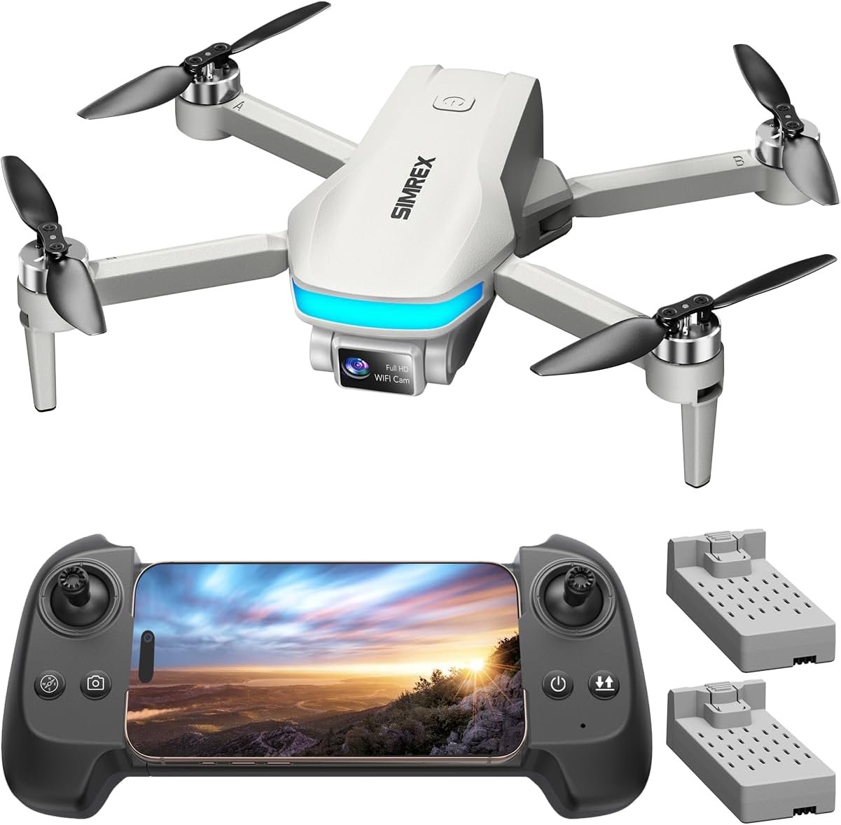 SIMREX 4K FPV Drone with Brushless Motor for Beginners & Teens — 40-Min Flight, Optical Flow Positioning, Gesture Control & VR Mode, Foldable Camera Drone Gift for Kids Ages 8+(Gray)