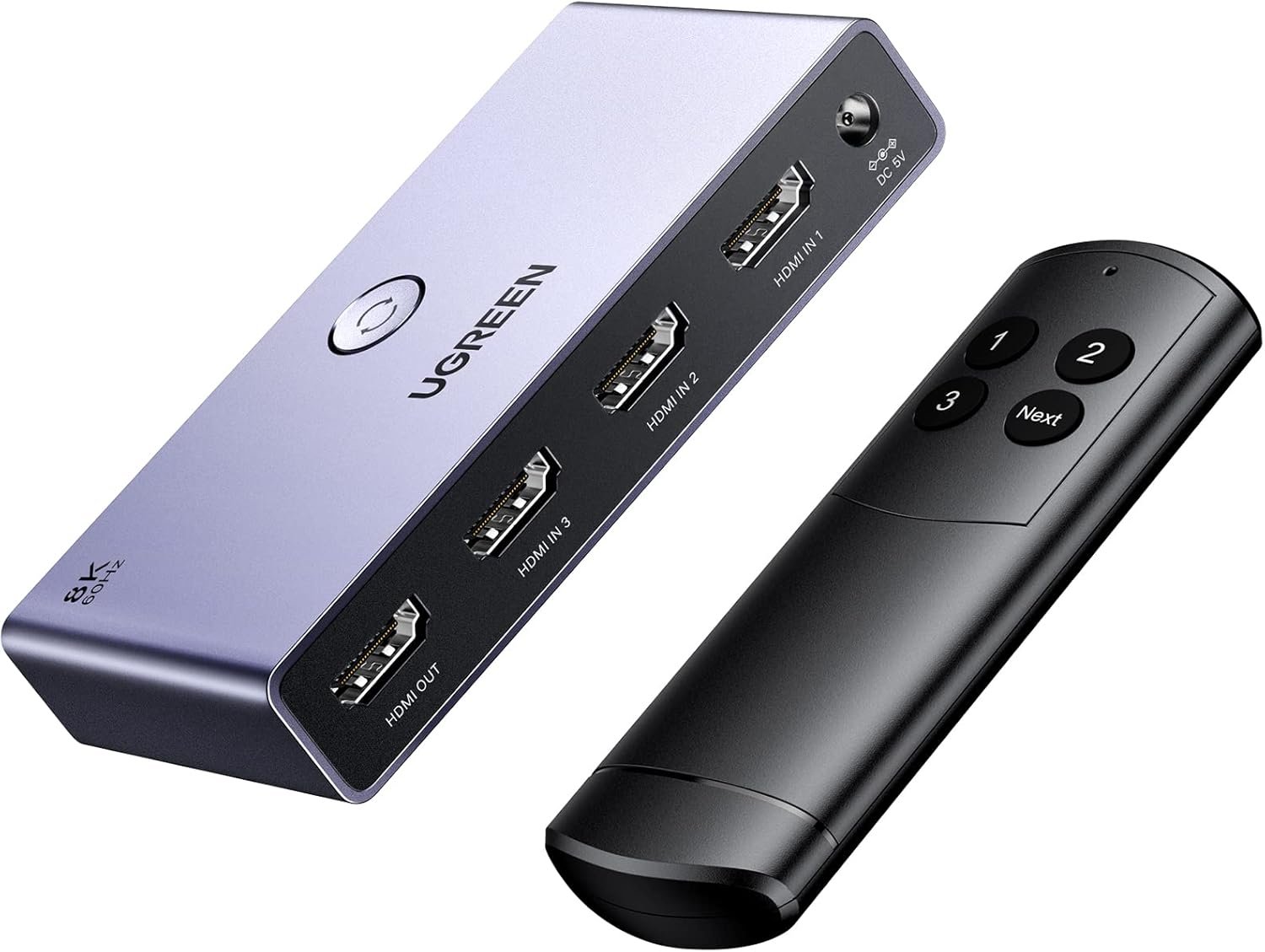 UGREEN HDMI 2.1 Switch Aluminum Ultra HD 8K@60Hz 3 in 1 Out HDMI Splitter with Remote Switcher Box Support 3D CEC HDR HDCP2.3 Compatible with PS4/3 Xbox Nintendo Switch Roku TV Fire Stick