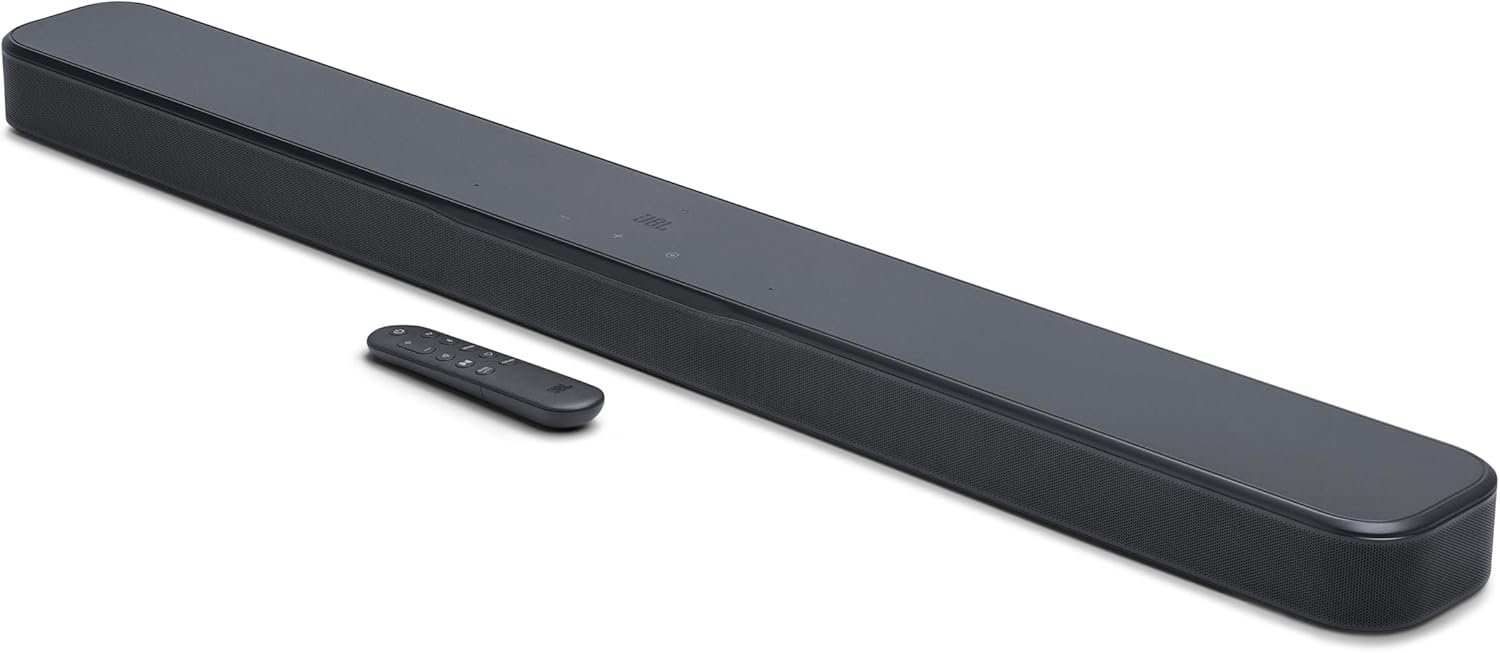 JBL Bar 300MK2-5.0 Channel All-in-one soundbar with Dolby Atmos, MultiBeam 3.0 & PureVoice 2.0, Easy Sound Calibration, ONE App and Works with Voice Assistant-Enabled Speakers (Black)