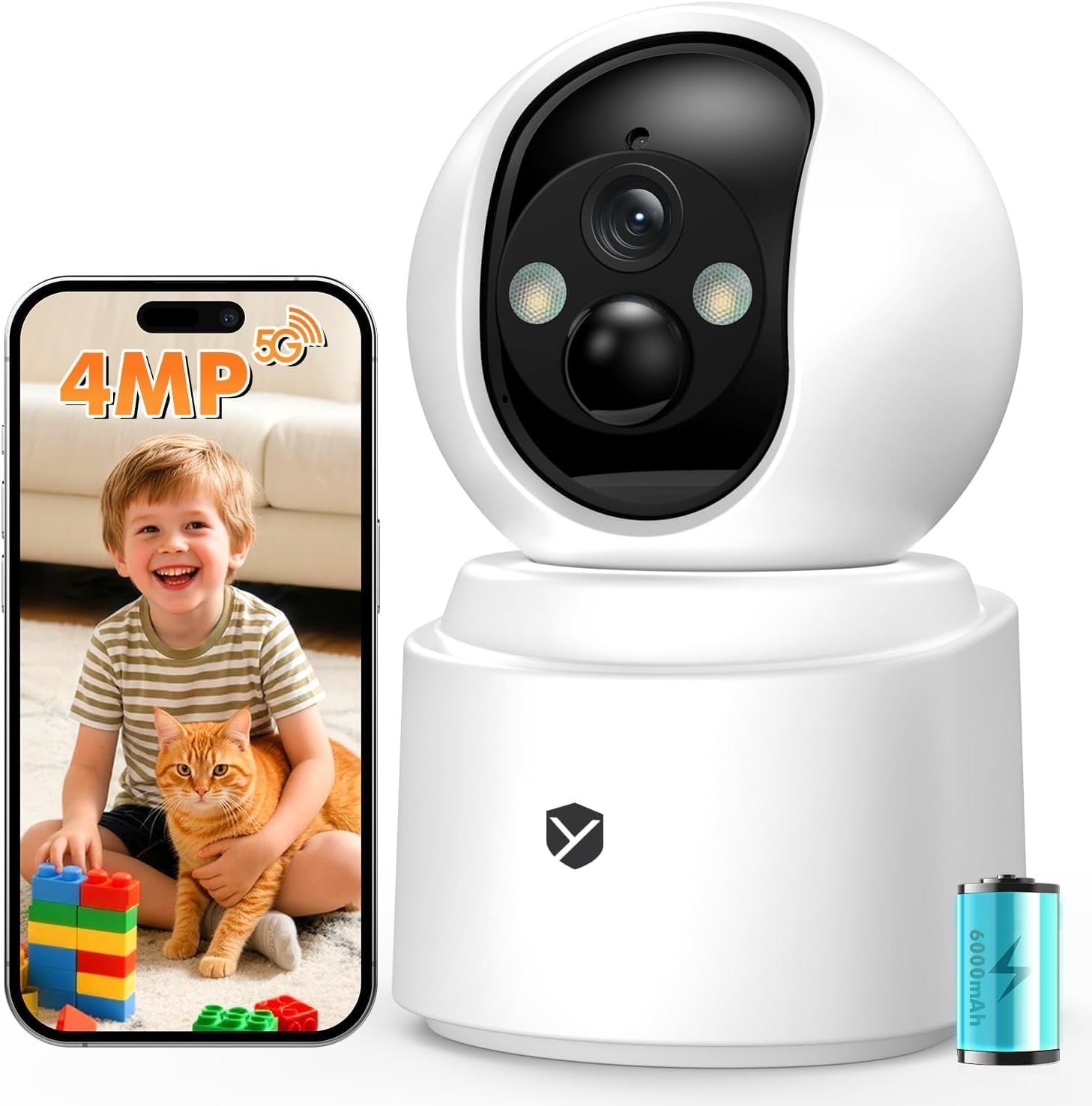 Indoor Camera Wireless, Pet Camera Indoor with Phone App, 2.5K 4MP Home Cameras Indoor for Dog Kids Elderly Cat, 360° Pan Tilt, Color Night Vision, 2.4/5GHz WiFi, Motion Alerts, 2-Way Audio