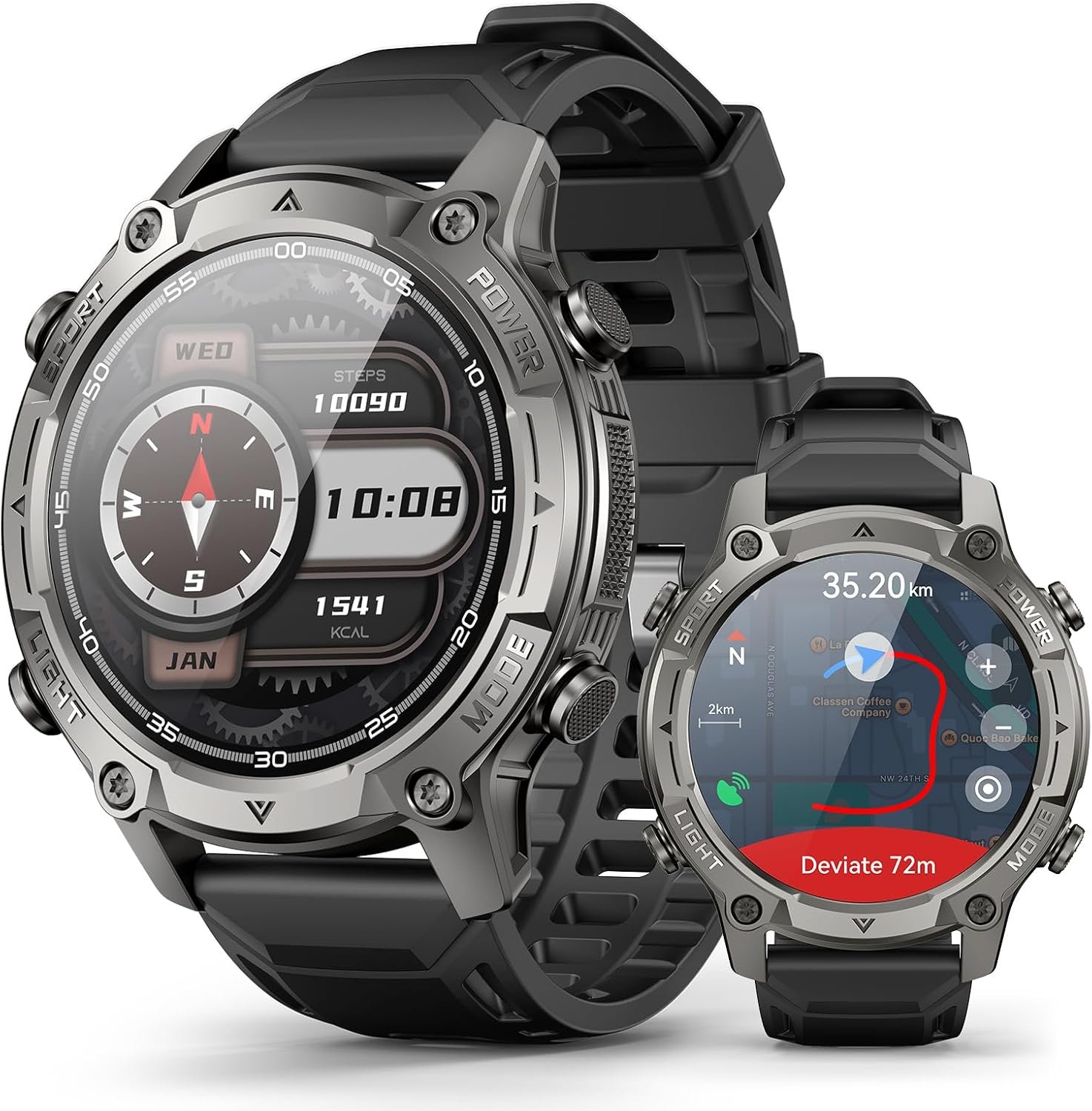 2026 Smart Watch for Men, Standalone GPS & Offline Maps, 5ATM Waterproof, 1.43″ AMOLED, 4GB RAM, 178 Sports Modes, Compass, Heart Rate/SpO2/Stress/All-Day Sleep Monitor, Compatible Android iOS Black