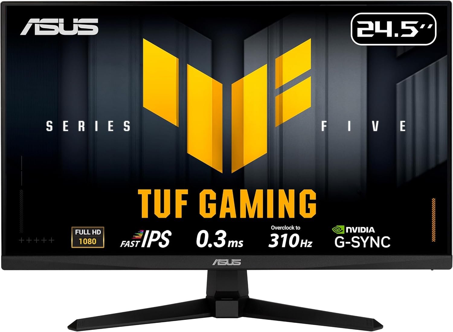 ASUS TUF Gaming Series 5 24.5” 1080P Monitor (VG259QMR5A) – Fast-IPS, 310Hz, 0.3ms, G-SYNC Compatible, FreeSync Premium, Extreme Low Motion Blur Sync, 99% sRGB, DisplayWidget, Gaming AI, 3 yr warranty