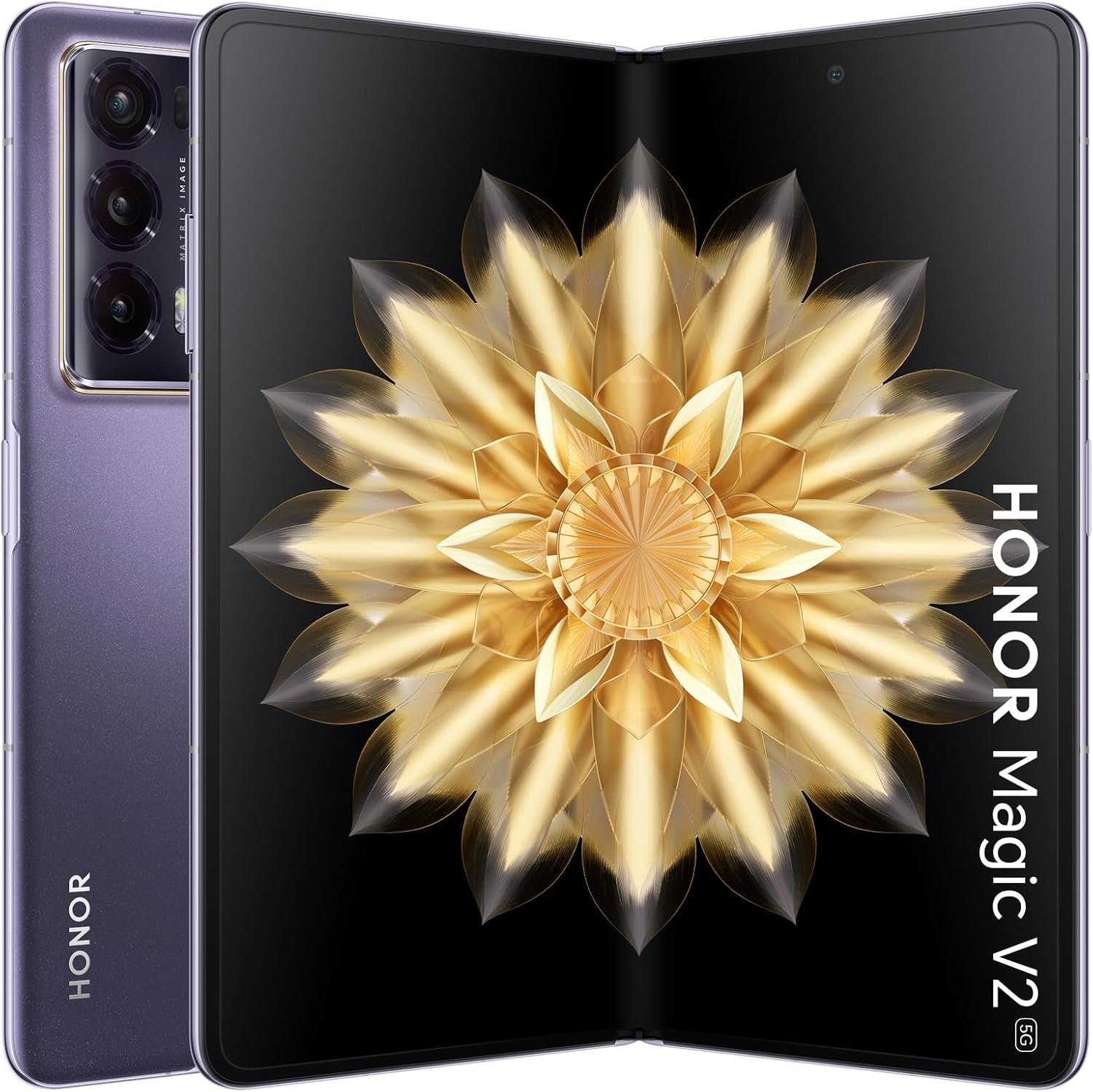 HONOR Magic V2 Standard Edition Dual SIM 512GB ROM + 16GB RAM (GSM | CDMA) Factory Unlocked 5G Smartphone (Phantom Purple) – International Version