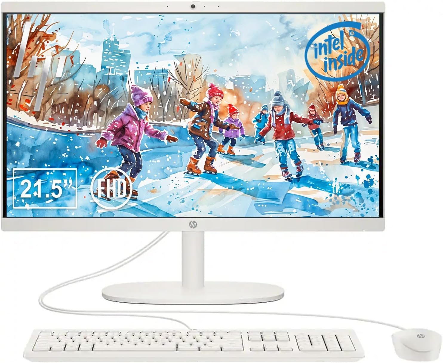 HP 22″ All-in-One Desktop Computer, 8GB DDR5 RAM, 128GB UFS Storage,13th Gen Intel Quad-Core CPU, FHD VA Display, WiFi 6, Bluetooth 5.3, RJ45, USB-C (10Gbps), UHD Graphics, 720p Cam, Cashmere White