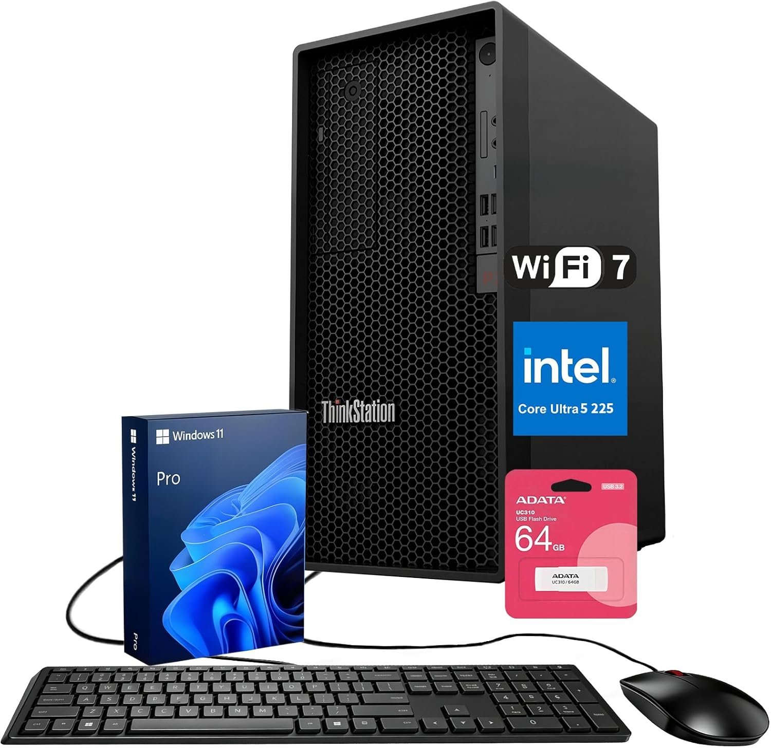 Lenovo ThinkStation P2 Tower | Business AI Workstation | Intel Core Ultra 5 225 | 16GB DDR5 | 512GB SSD | Wi-Fi 7 | Support 3-Display 4K | HDMI | DP | Wired KB & Mouse | Windows 11 Pro | w/Bundle