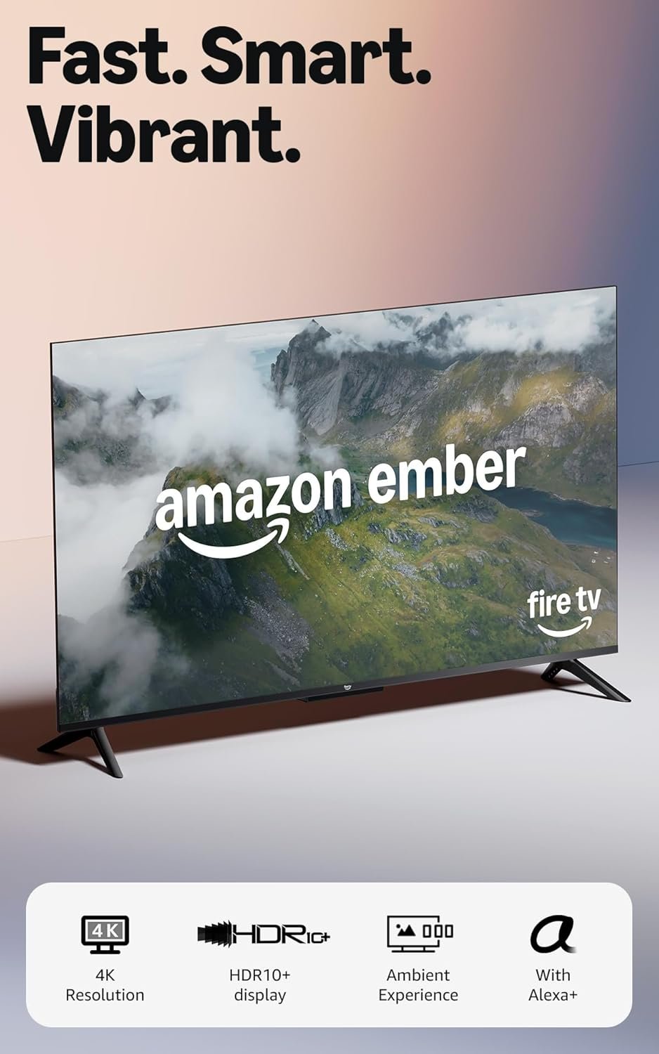 Amazon Ember 50″ 4-Series with Fire TV (newest model), 4K Ultra HD smart TV with Alexa Remote, HDR10+, fast processor, Dolby Audio, Ambient Experience, free and live TV, find shows faster with Alexa+