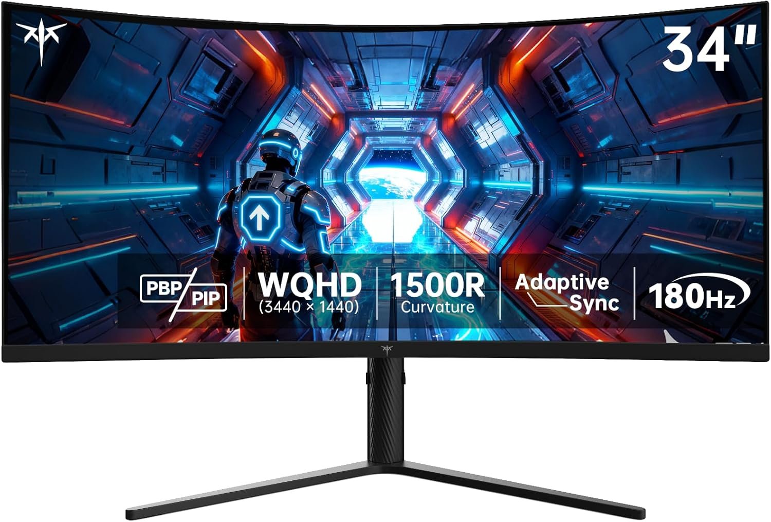 KTC 34 Inch UWQHD Curved Gaming Monitor, 3440×1440 Ultrawide PC Monitor 1500R, 180Hz 21:9 Display, Adaptive Sync, 1ms MPRT, 4000:1 Contrast, Tilt/Swivel/Pivot/Height Adjustment, HDMI2.0 & DP1.4,H34S5