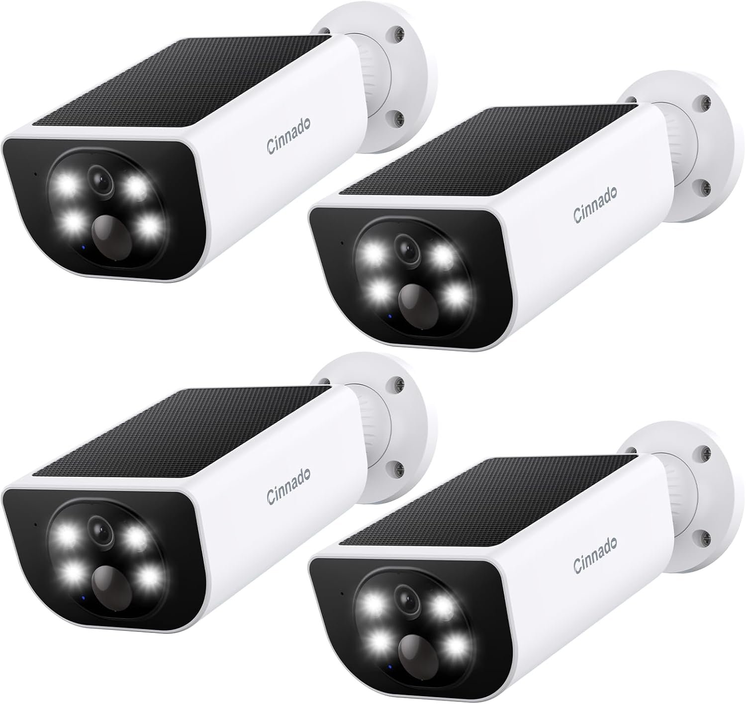 Cinnado Security Cameras Wireless Outdoor – Home Security Cameras Solar & Battery Powered with 2K Color Night Vision, 2-Way Talk & Spotlight, Continuous Power, 2.4 GHz Wi-Fi, Easy Set Up, S1 4 Pack