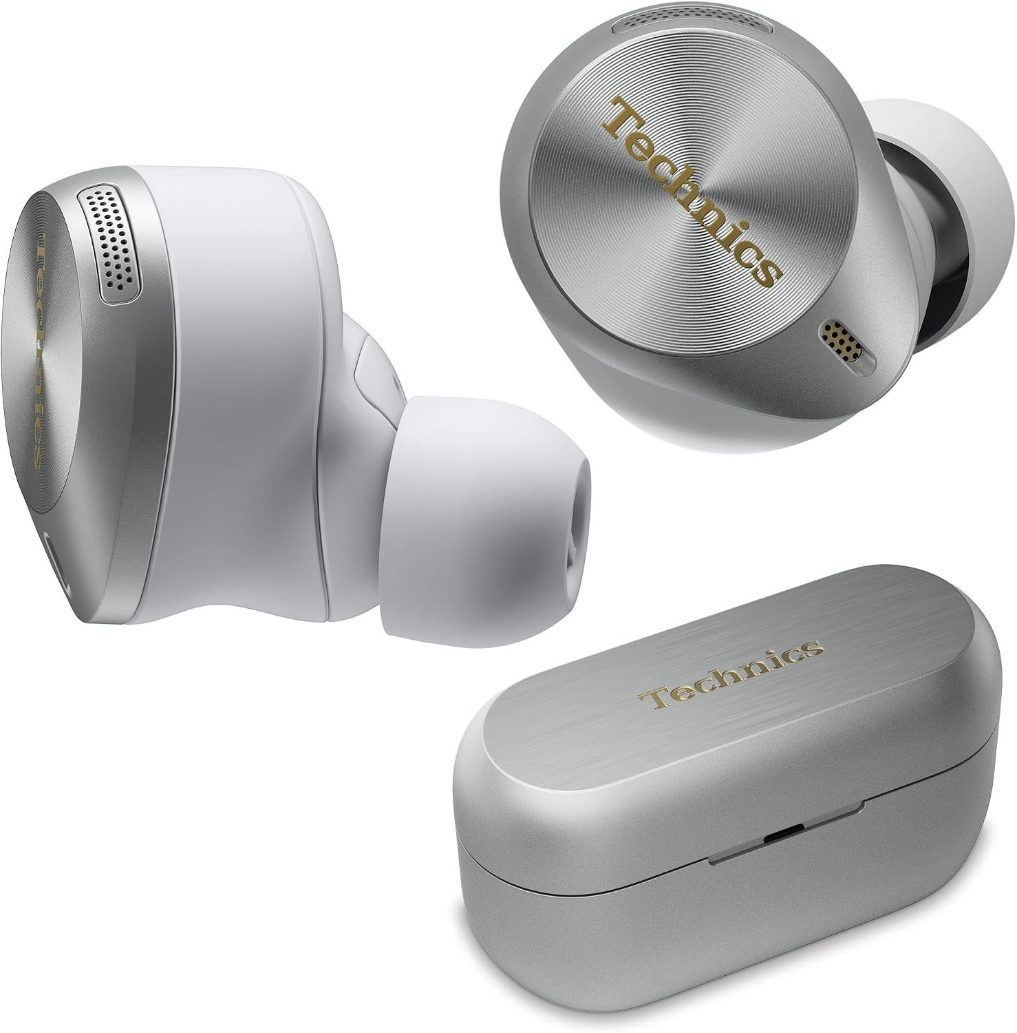 Technics Premium Hi-Fi True Wireless Bluetooth Earbuds with Advanced Noise Cancelling, 3 Device Multipoint Connectivity, Wireless Charging, Hi-Res Audio + Enhanced Calling – EAH-AZ80-S (Silver)