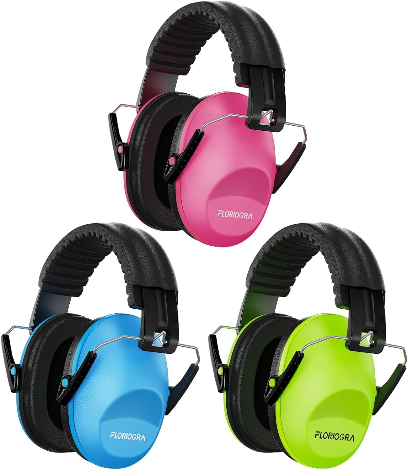 Floriogra 3 Pack Noise Canceling Headphones for Kids, Kids Ear Protection Earmuffs for Autism, Toddler, Children, Noise Cancelling Sound Proof Earmuffs/Headphones for Concerts, Air Shows, Fireworks