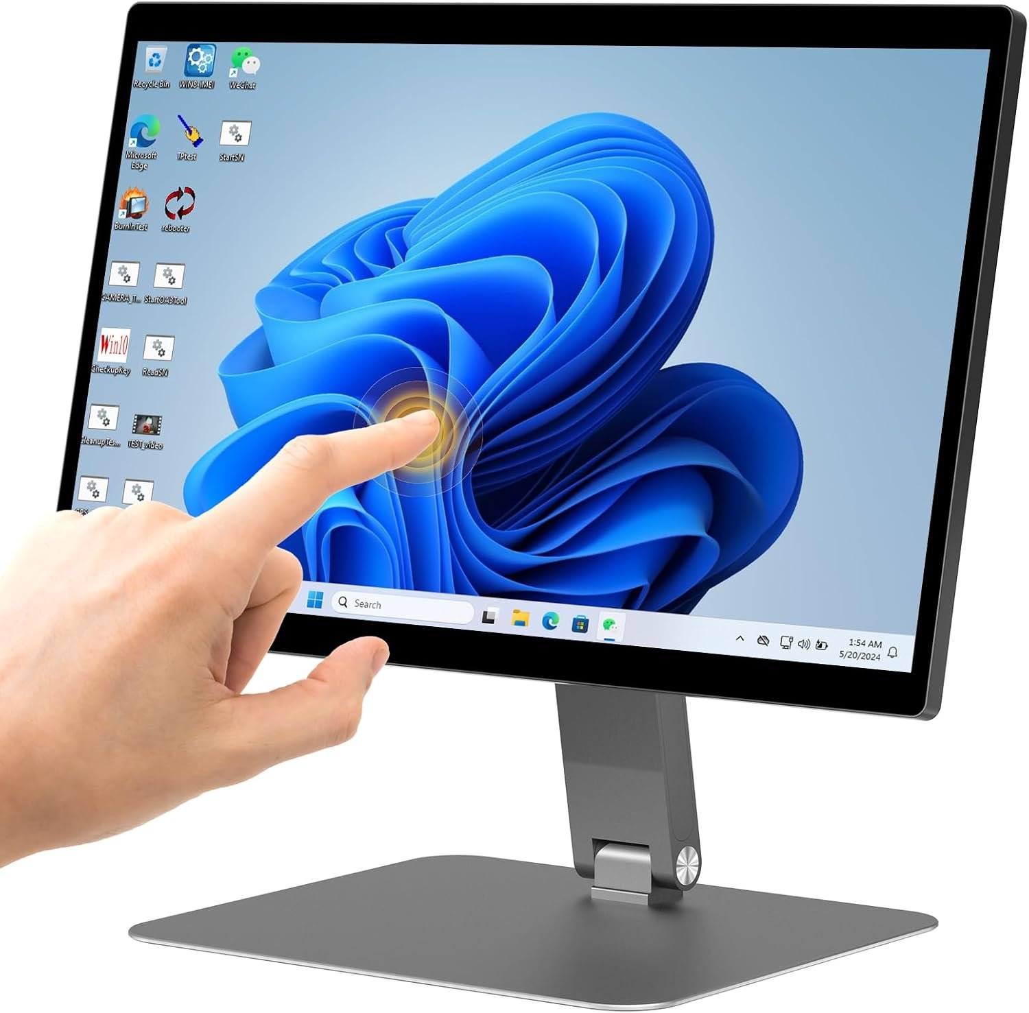 15.6″ All-in-One Desktop Computers, FHD 180°Adjustable Touchscreen Win 11 Pro Industrial Tablet PC N5095 8GB RAM/128GB ROM, HDMI 2.0 WiFi 5 Bluetooth 5.0 for Office/Automation/Kiosk/Bar/Warehouse