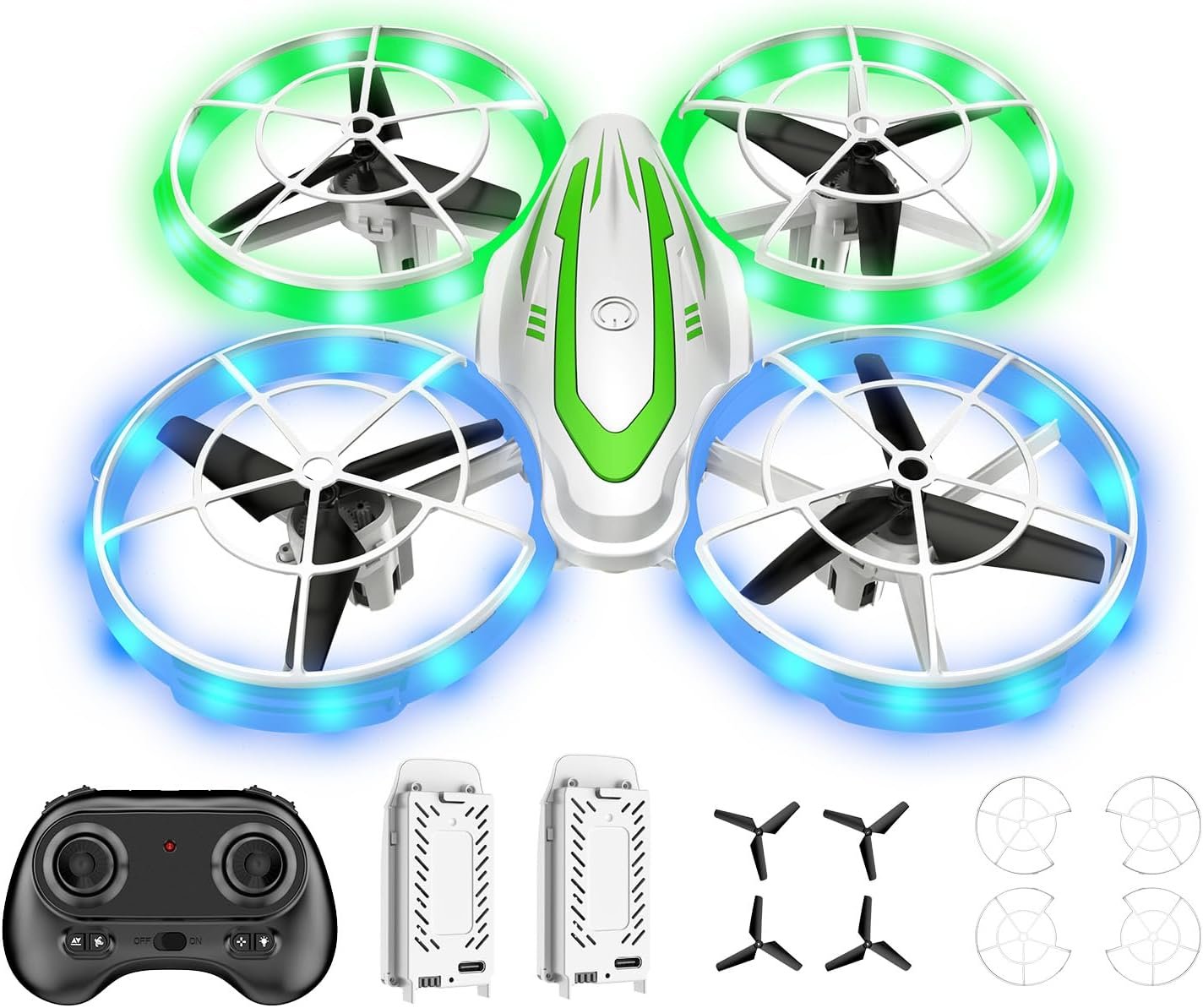 Mini Drone for Kids Beginners, RC Quadcopter Drone with Colorful Light, One Key Start, Altitude Hold, Headless Mode, 3D Flips, Indoor RC Helicopter Toy for Boys and Girls