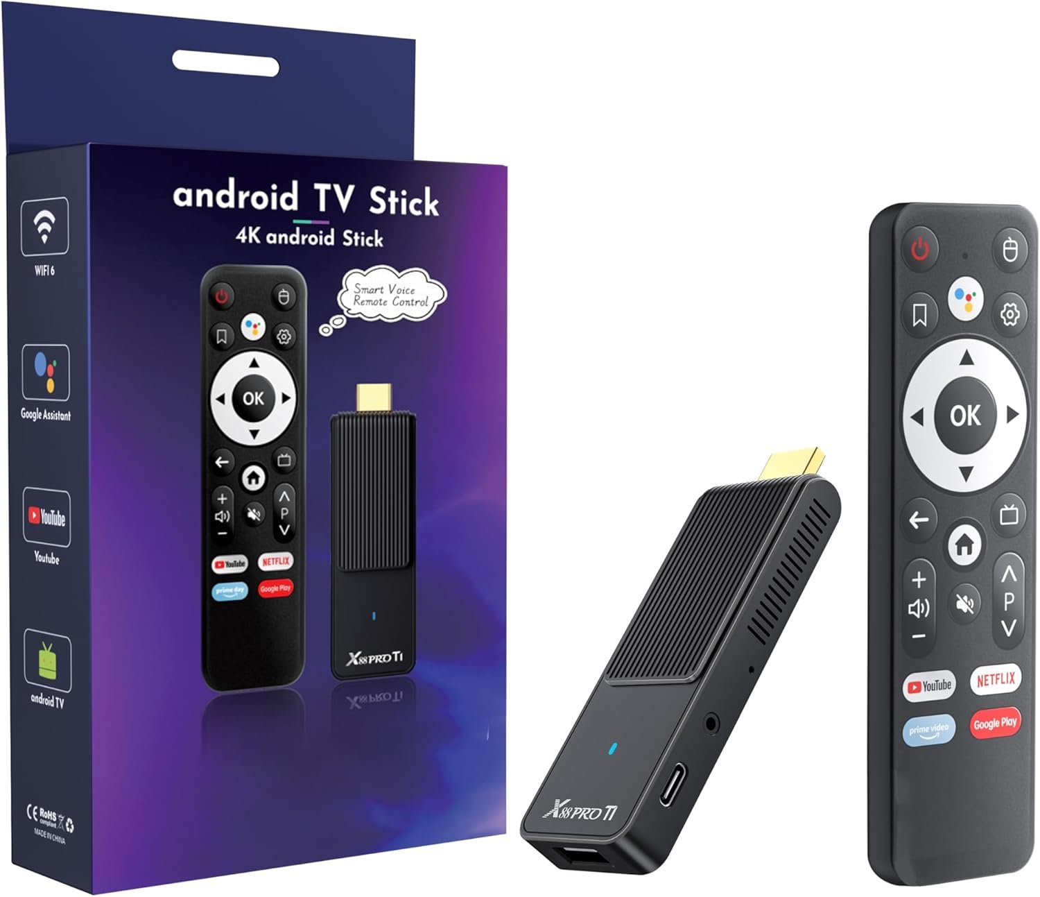Android TV Stick 4K, NEW TV Stick Android 14.0 2GB RAM 16GB ROM Ultra HD RK3518 CPU Supports Wi-Fi 6 2.4G/5G Wi-Fi Bluetooth 5.0 USB HDR10 with Bluetooth Voice Remote Control, Black 2026