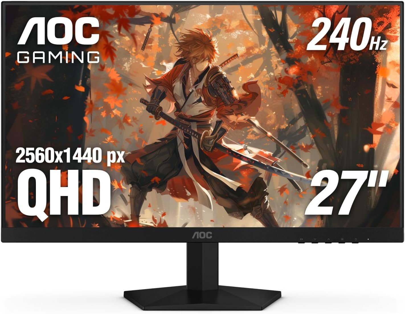 AOC 27 Inch QHD Gaming Monitor 240Hz 0.3ms, Overclock 260Hz, IPS, 2560×1440, G-Sync Compatible, HDR Ready, DisplayPort 1.4 HDMI 2.0, VESA Mount, 3-Year Zero-Bright-Dot, Q27G41ZE