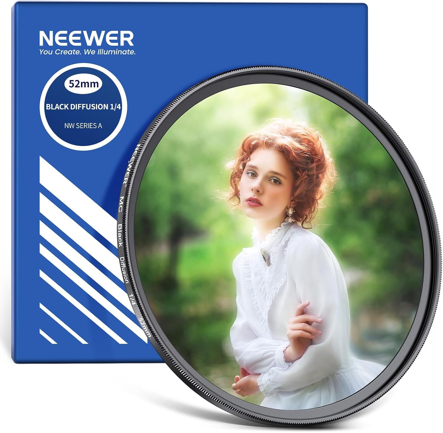 NEEWER 52mm Black Diffusion 1/4 Filter for Mist Cinematic Effect, Ultra Slim Filter with Multiple Nano Coatings for Video Vlog Portrait Photography
