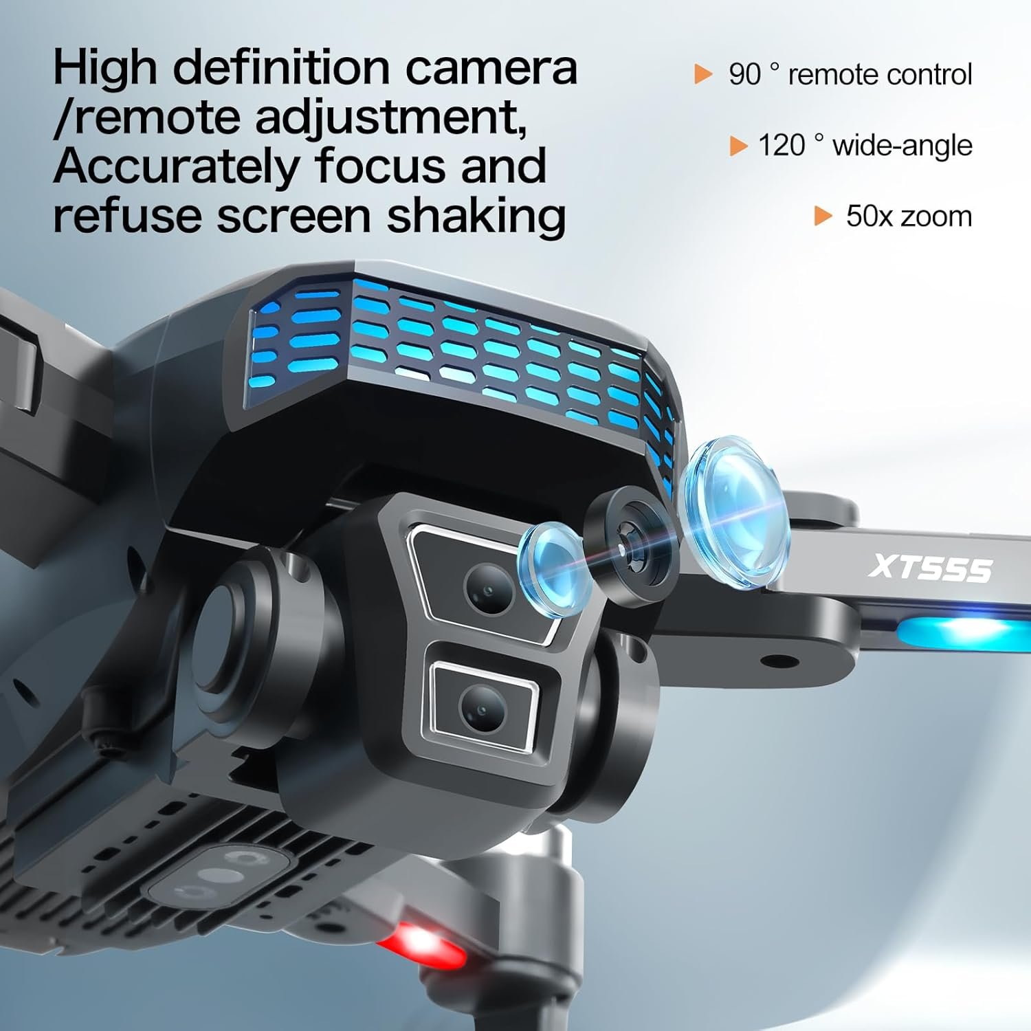 XT555 GPS Drone with 4K EIS Camera for Adults, RC Drone with 4.5″ HD Screen on Controller, 60 Mins Flight Time, Long Range Transmission, Follow Me, Auto Return, Brushless Motor, Obstacle Avoidance, Lightweight and Foldable Quadcopter for Beginner Birthday Gifts Toy