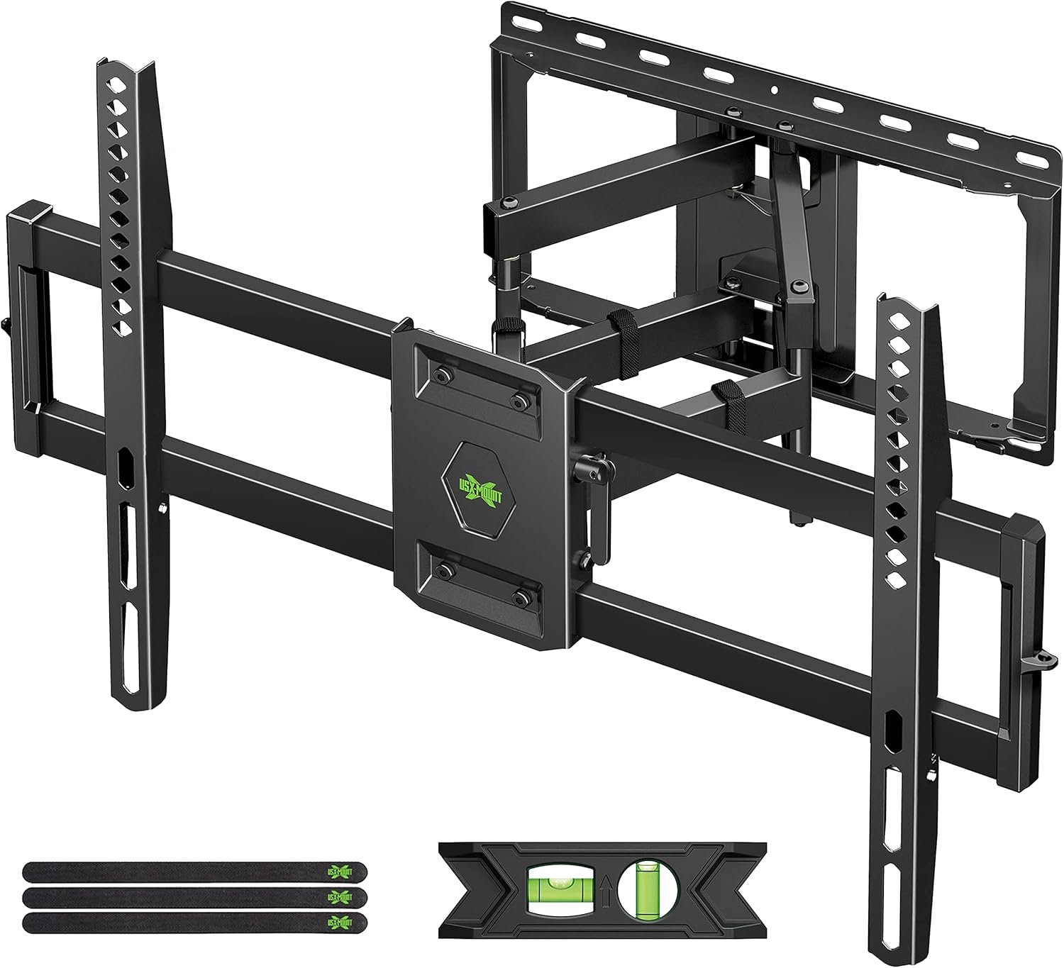 USX Mount Full Motion TV Wall Mount for Most 42-90 inch Flat Screen/LED/4K, TV Mount Bracket Dual Swivel Articulating Tilt 6 Arms, Max 16″ Wood Studs, VESA 600x400mm, Holds up to 132lbs