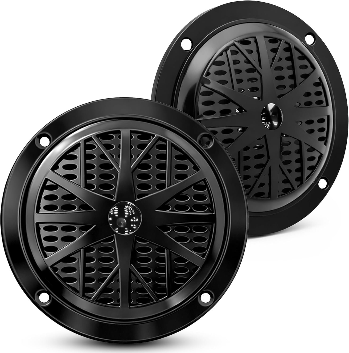 Pyle 4 Inch Dual Marine Speakers – Waterproof and Weather Resistant Outdoor Audio Stereo Sound System with Polypropylene Cone, Cloth Surround and Low Profile Design – 1 Pair – PLMR41B (Black)