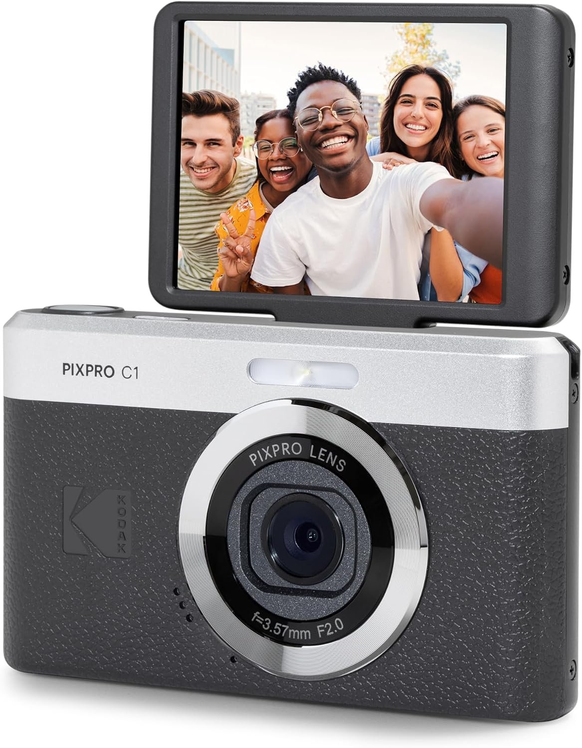 Kodak PIXPRO C1 Digital Camera, 13MP Compact Point & Shoot with 4X Optical Zoom, 180 Degree Flip Screen, 1080p HD Video, Black