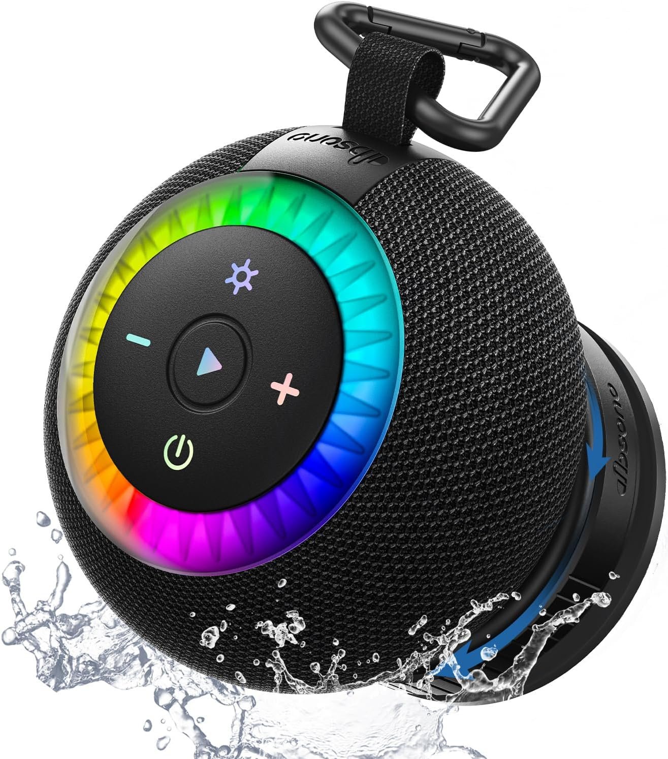 Bluetooth Shower Speaker Waterproof IPX7: Removable Vacuum-Lock Suction Cup, 360° Surround Sound, RGB Light, Portable Wireless Speaker for Beach, Pool, Kayak, Back to School Gifts for Adult Teen-Black
