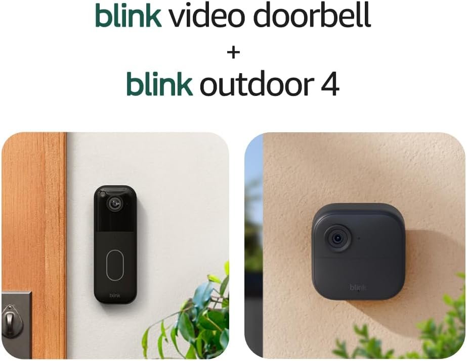 Blink Video Doorbell + Outdoor 4 – Wireless smart security cameras, head-to-toe HD view, two-year battery life. Sync Module Core included – 2 camera system + Video Doorbell