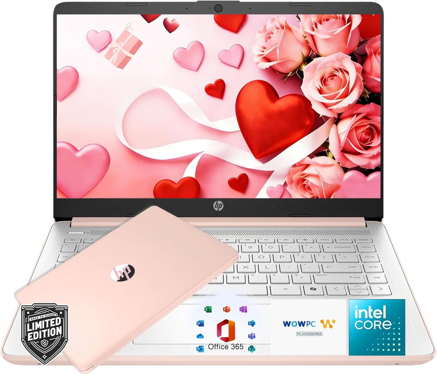 HP Everyday Laptop • 2026 Edition • Microsoft Office 365 Included • Intel N150 CPU • 4GB RAM • 128GB SSD • Copilot AI | Long Battery Life | Windows 11 | Rose Gold
