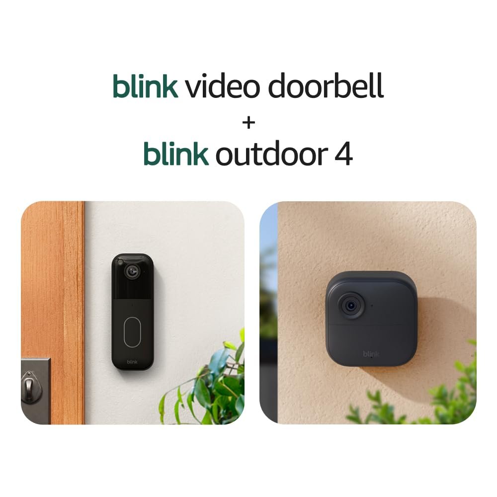 Blink Video Doorbell + Outdoor 4 – Wireless smart security cameras, head-to-toe HD view, two-year battery life. Sync Module Core included – 2 camera system + Video Doorbell