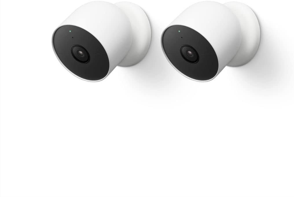Google Nest Cam Outdoor or Indoor, Battery – 2nd Generation – 2 Count (Pack of 1) | Home security camera, built-in intelligent alerts, 1080p HDR video, works with Google Home and Alexa