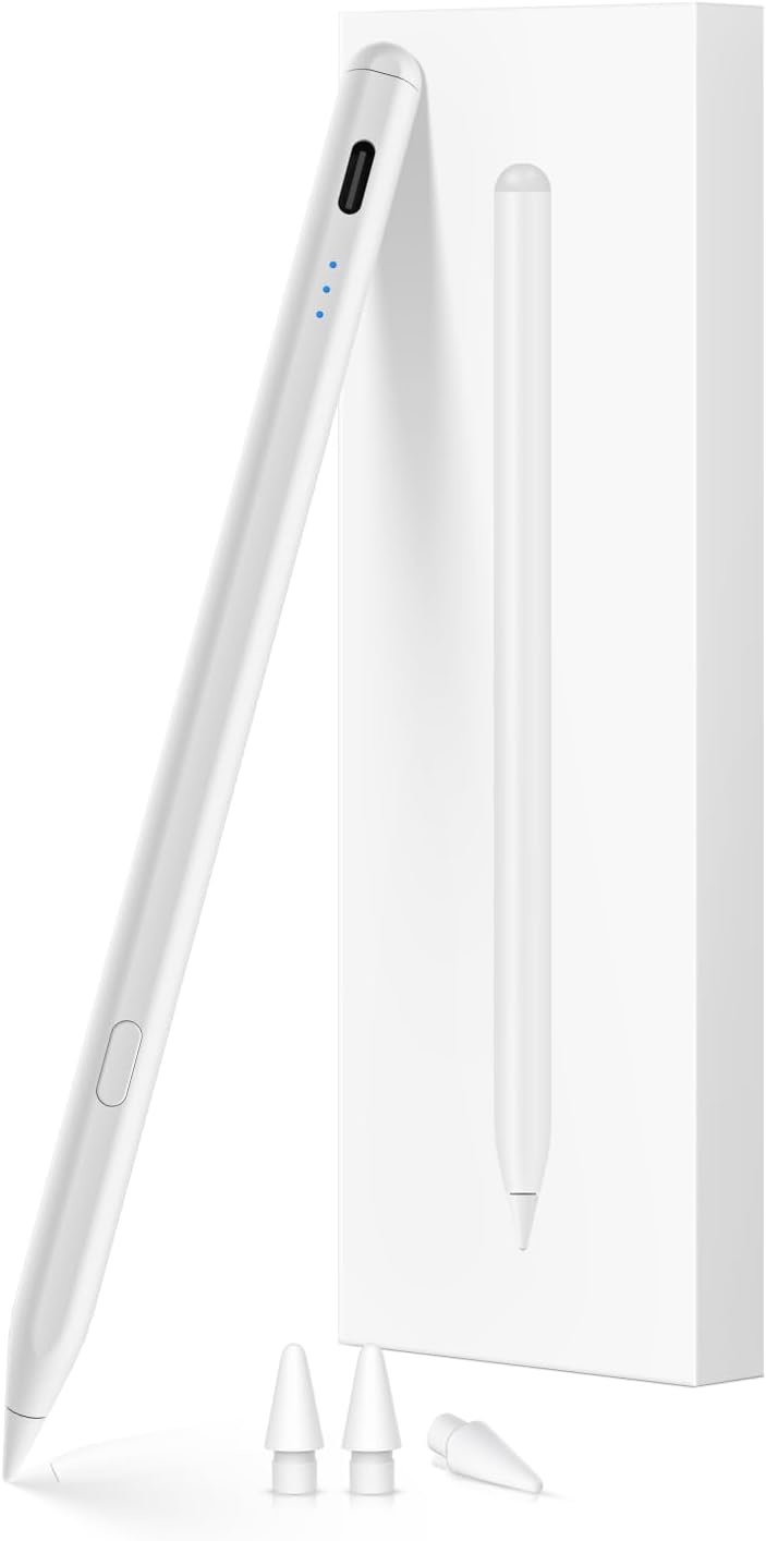 KEEPRO Stylus Pen for iPad 2018-2026, USB-C Fast Charging Pencil, Pixel-Perfect Tilt Sensitivity for iPad 11/10/9/8/7/6/A16, Mini 7/6/5, Air M4/M3/M2 11″/13″/5/4/3, Pro M5/M4 13″/12.9″/11″