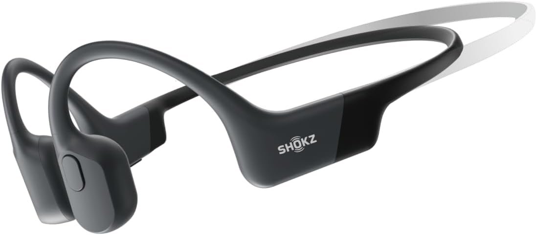 SHOKZ OpenRun Mini with USB-C Charging-Bone Conduction Headphones, Open-Ear Bluetooth Wireless Sport Headphones for Running & Workout, Sweat Resistant, Long 8H Playtime, Mic, with Hair Band – Black