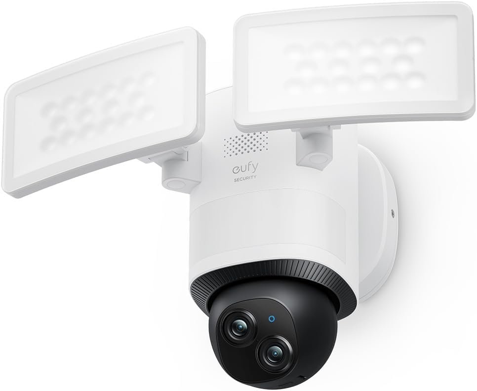 eufy Security Dual-Lens 360°Coverage Floodlight Camera E340,Security Camera Outdoor, Pan &Tilt,AI Detection&Tracking,8× Hybrid Zoom,No Monthly Fee, 24/7 Recording, Dual-Band Wi-Fi 6, 2000 LM,Wired