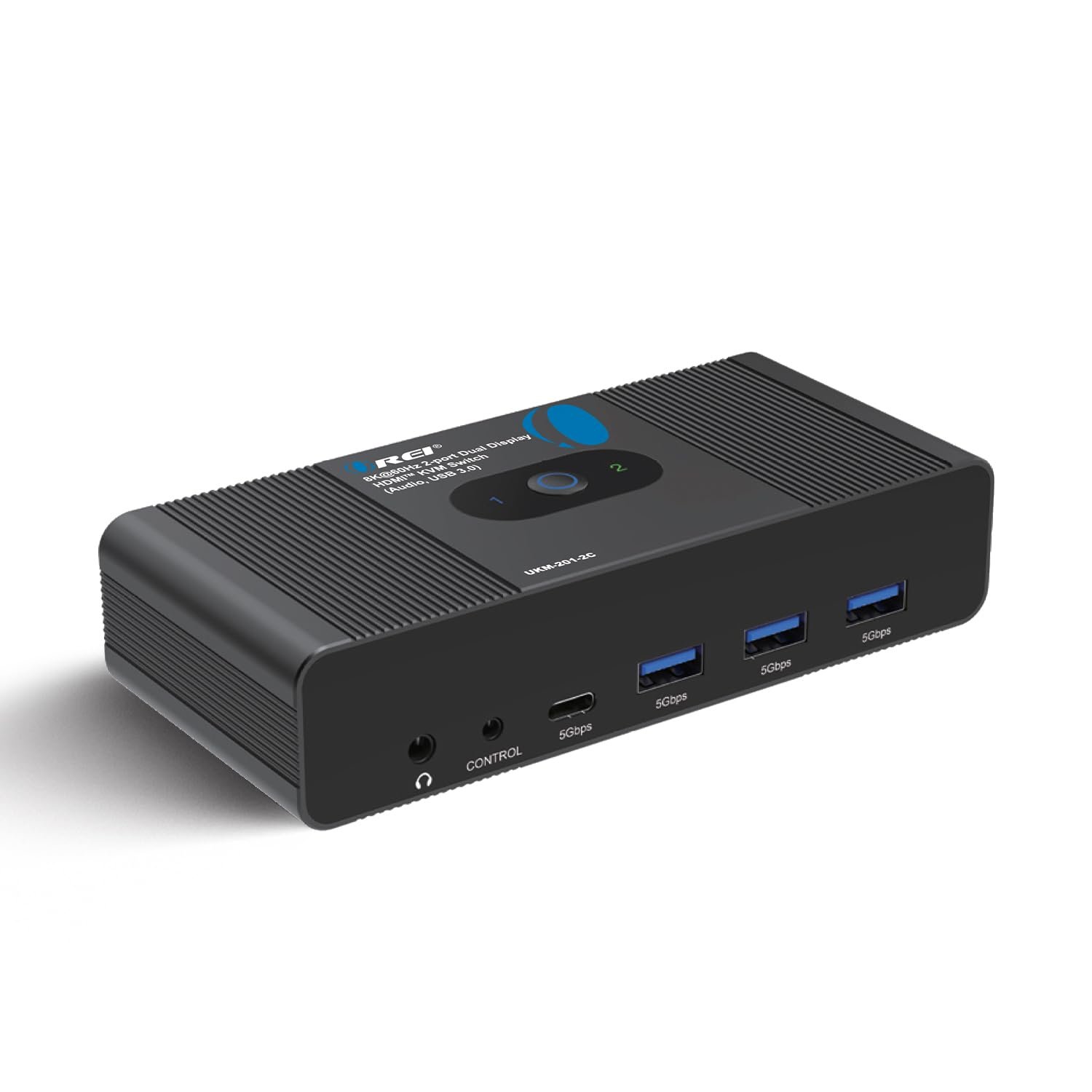 OREI 2×1 8K Dual HDMI & USB-C KVM Switch, 3X Port USB-A, 1x USB-C Share Multiple Devices, Laptops, PC, on Two Display Monitor, Keyboard Control, Peripheral Control, Analog Audio Out – Wired Remote