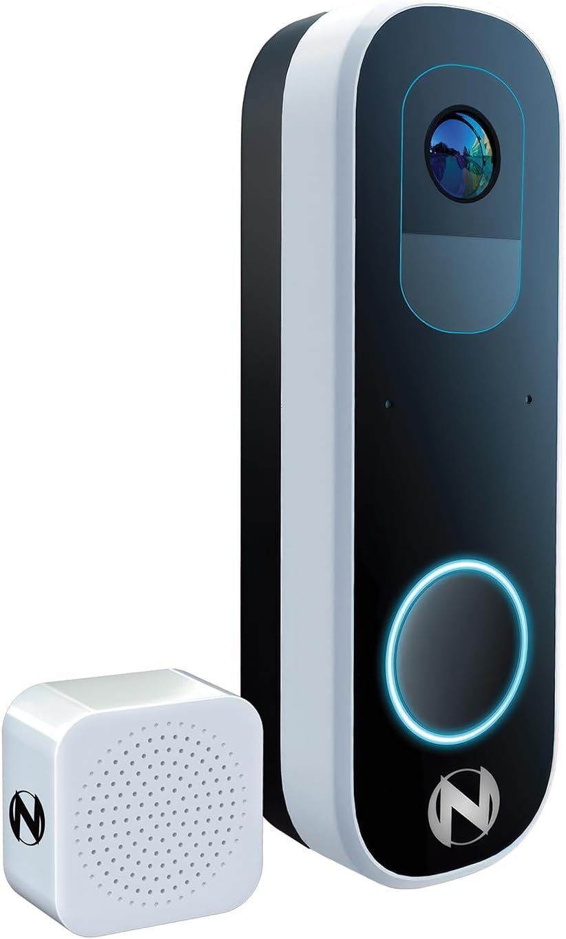Night Owl 2K Wi-Fi Smart Dual-Powered Video Doorbell with Chime – Black