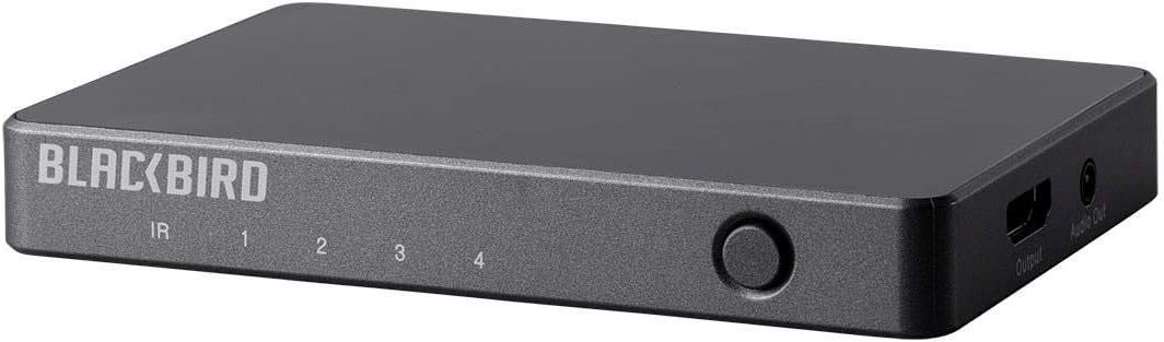 Monoprice Blackbird 4K 4×1 HDMI Switch with Audio Extractor – Black | HDR, 18Gbps Refresh Speeds, YUV 4:4:4