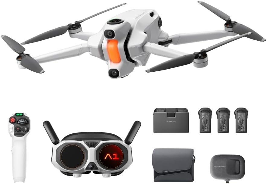 Antigravity A1 Explorer Bundle (3 Batteries) – 8K 360 Drone for Immersive Flight, Point-to-Fly Motion Control, Obstacle Avoidance, 249g & Foldable, Deep Track, Auto Return, 10km Range, Auto Edit