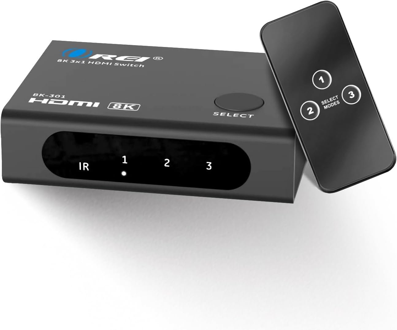 OREI 8K 3-Port HDMI 2.1 Switch, 3-in 1-Out, 8K@60Hz, CEC, HDR, IR Remote