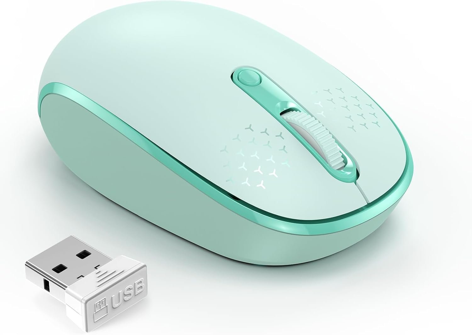 TECKNET Wireless Mouse for Laptop, 2.4G Quiet Computer Mouse with USB Receiver, 4 Buttons Portable Cordless Mice for Chromebook, Laptop, PC, Mac, 800/1200/1600 DPI – Mint Green