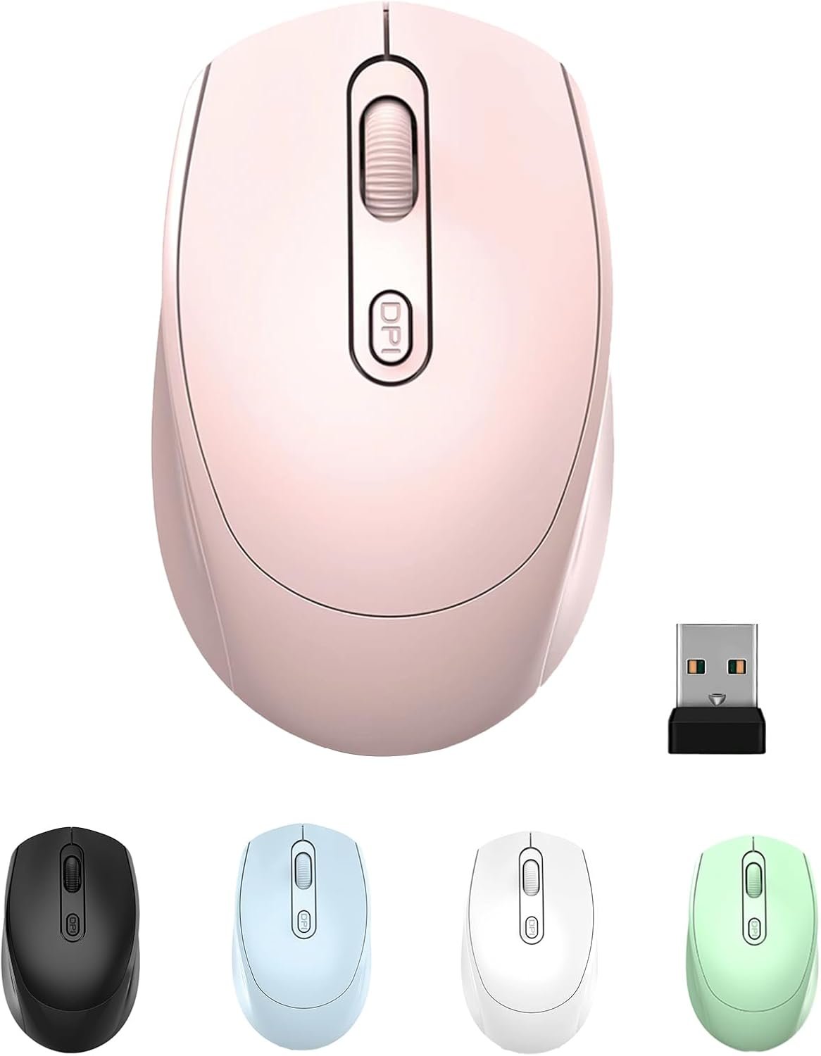 ONE-UP Wireless Mouse, 2.4G, Silent, Computer, USB Nano Receiver for Laptop, Chromebook, PC, Mac, Windows and School Work (Pink)