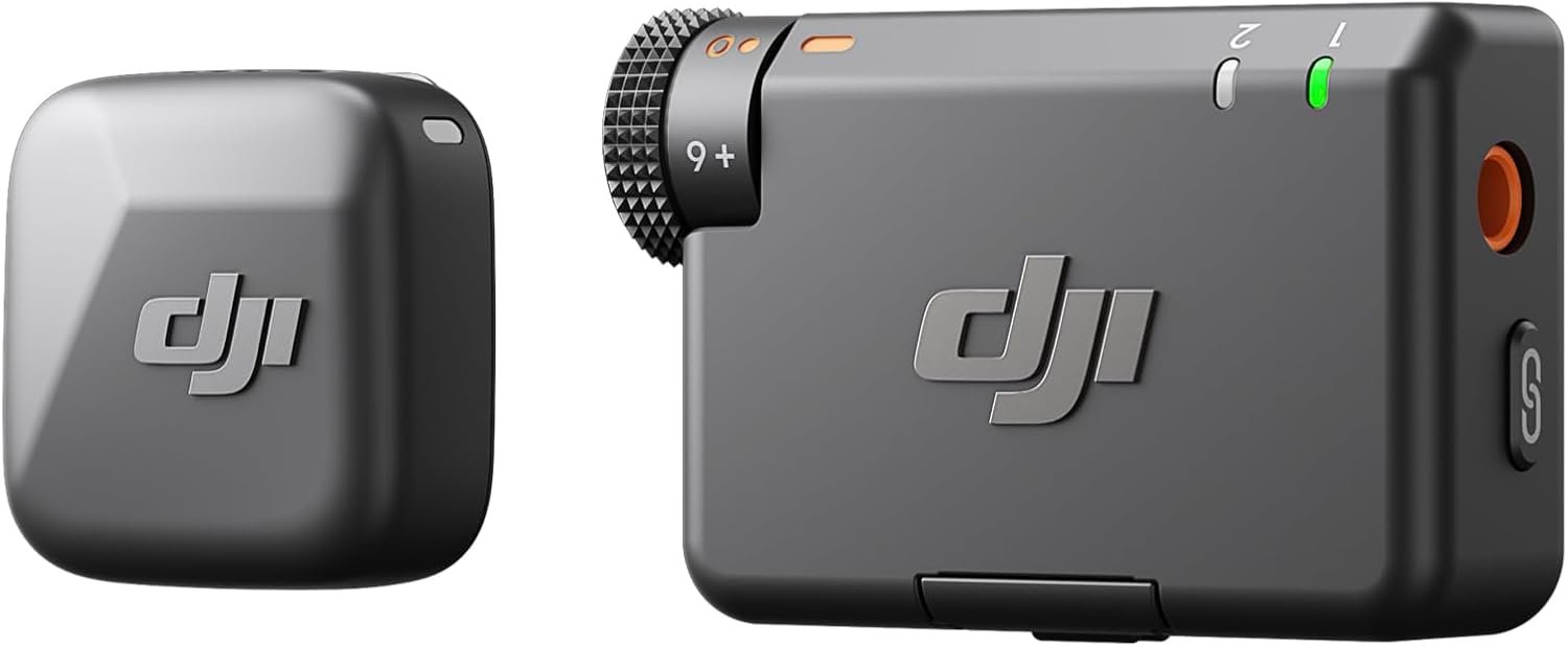 DJI Mic Mini (1 TX + 1 RX), Wireless Lavalier Microphone for iPhone/Camera/Android, Ultralight, Detail-Rich Audio, Noise Cancelling, Automatic Limiting, Vlog, Streaming, 400m Transmission