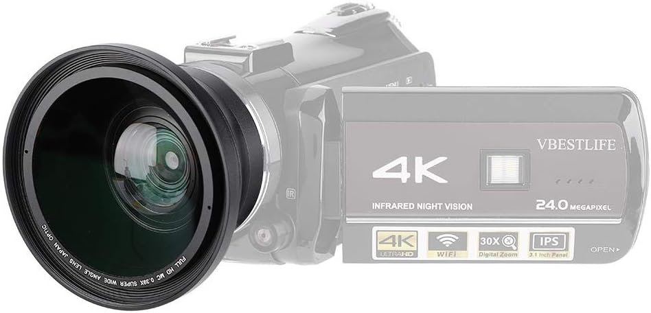 37mm 0.39X Professional HD Wide Angle Lens with Macro Lens and 37mm Phone Clip for Camcorder DSLR Camera