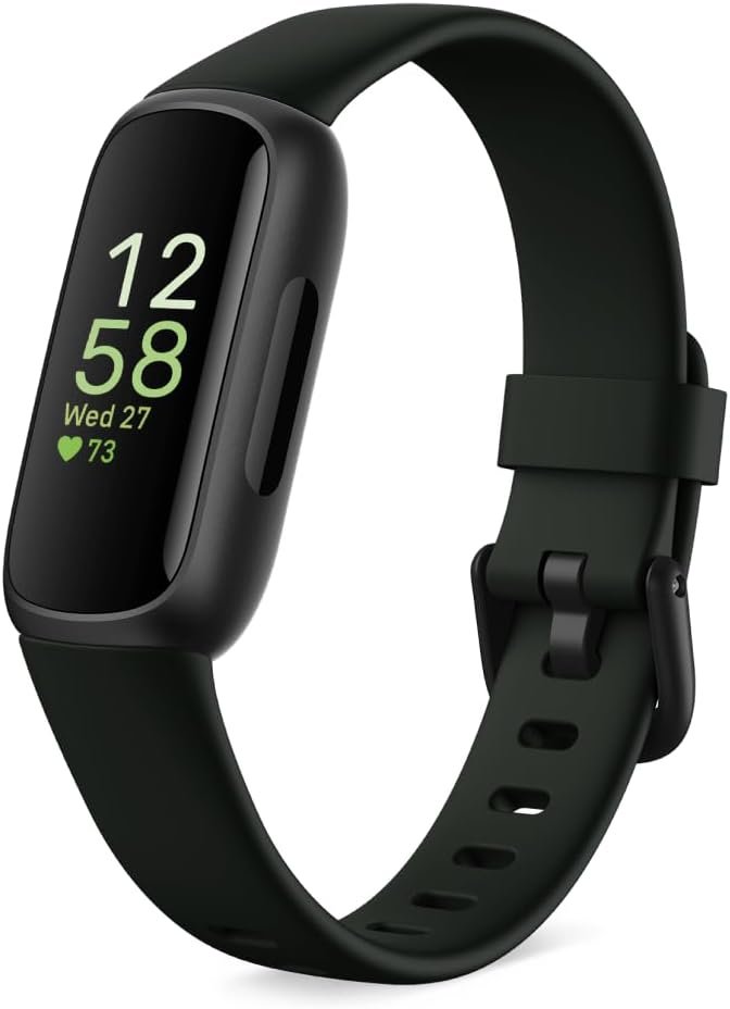 Fitbit Inspire 3 Health & Fitness Tracker with Stress Management, Workout Intensity, Sleep Tracking, 24/7 Heart Rate – 3-Month Google Health Premium Membership Included – Midnight Zen/Black